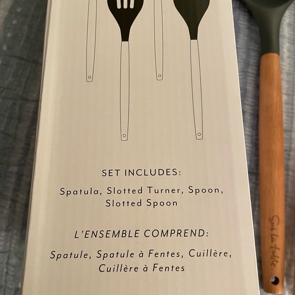 New Sur La Table Grey Silicone and Beechwood Utensil Set Spatula Turner Spoon - Picture 5 of 7